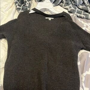 Oversized Dark Gray Knit Sweater with a choker